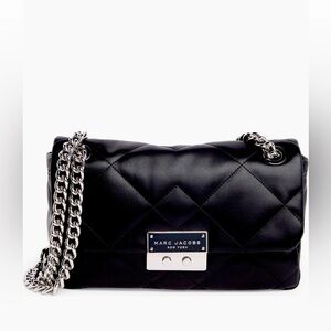 Marc Jacobs Black Quilted Shoulder Bag with Silver Chain